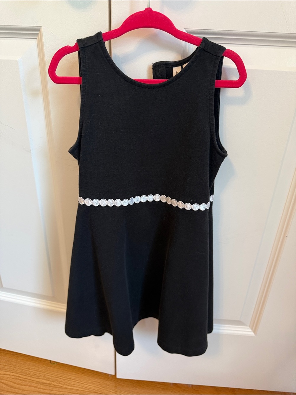 janie and jack black dress Sleeveless with White Sequin Waist 10-5 Black Polka Dot Dress Color:Clay